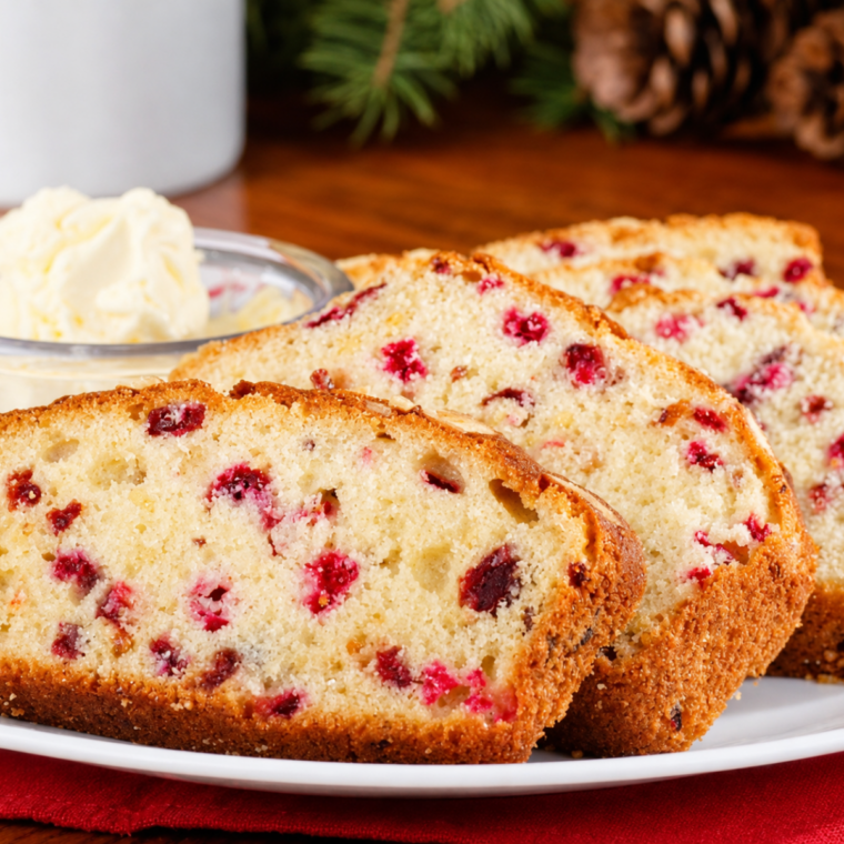 Orange glaze drizzled over cooled air fryer cranberry bread