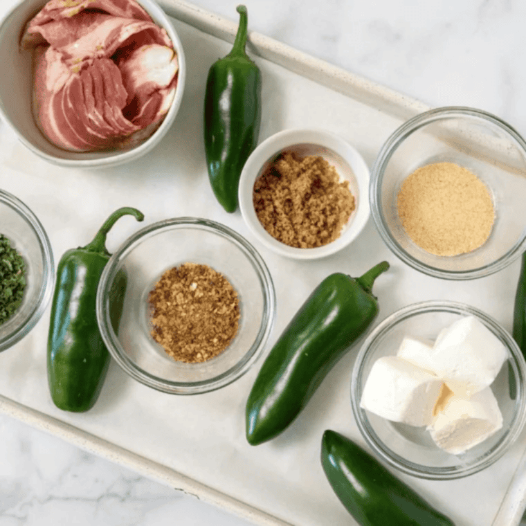 Ingredients needed for Air Fryer Bacon Wrapped Jalapeno Poppers