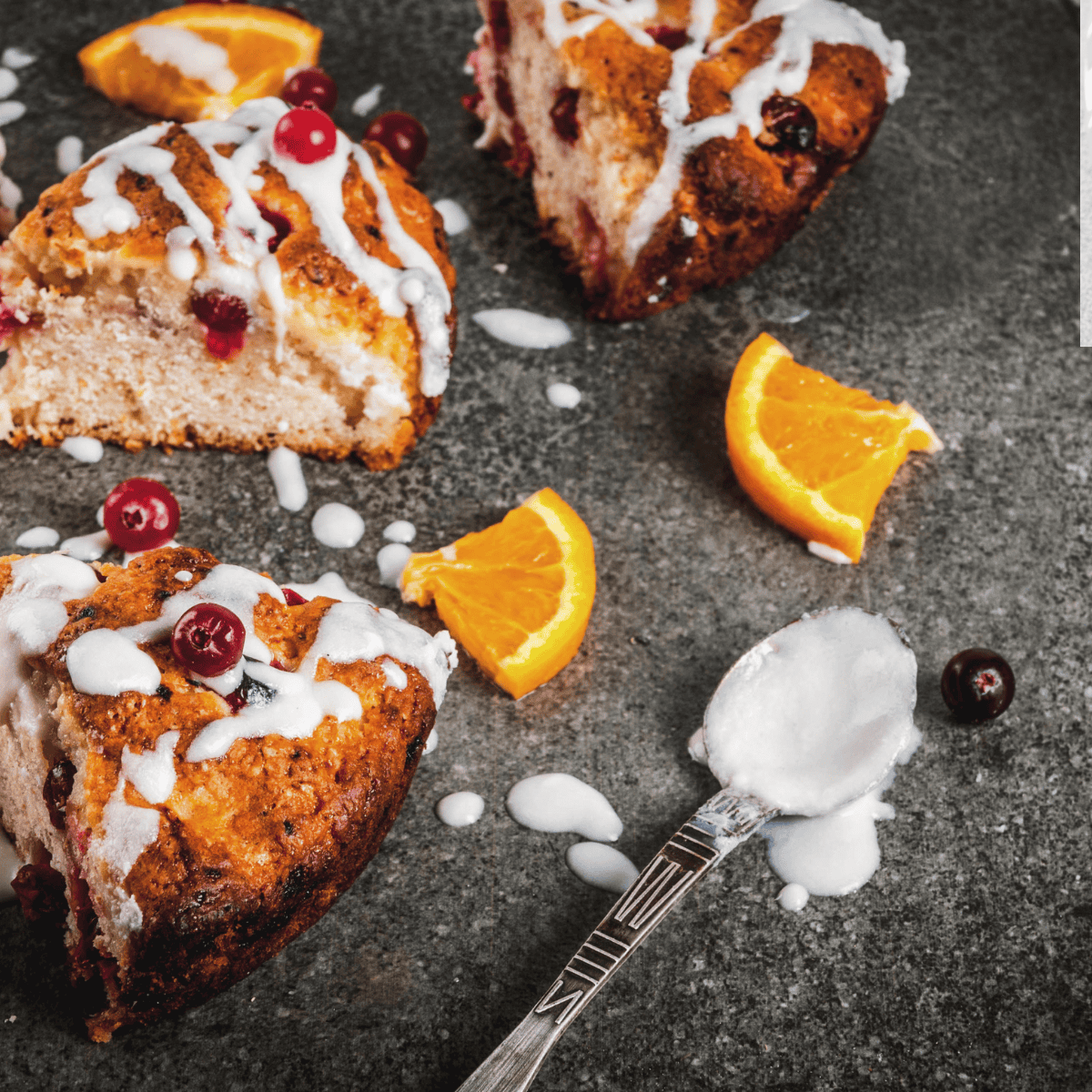 Air fryer cranberry scones with crisp golden edges studded with fresh cranberries
