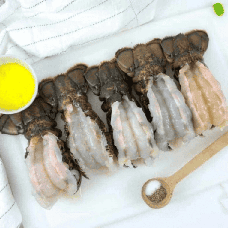 Ingredients You'll Need for Air Fryer Lobster Tails With Lemon Garlic Butter on the kitchen counter.