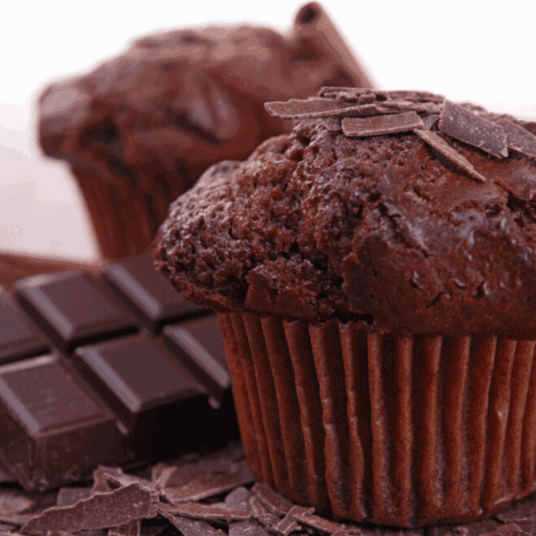 Air fryer chocolate muffins, soft, moist, and chocolatey