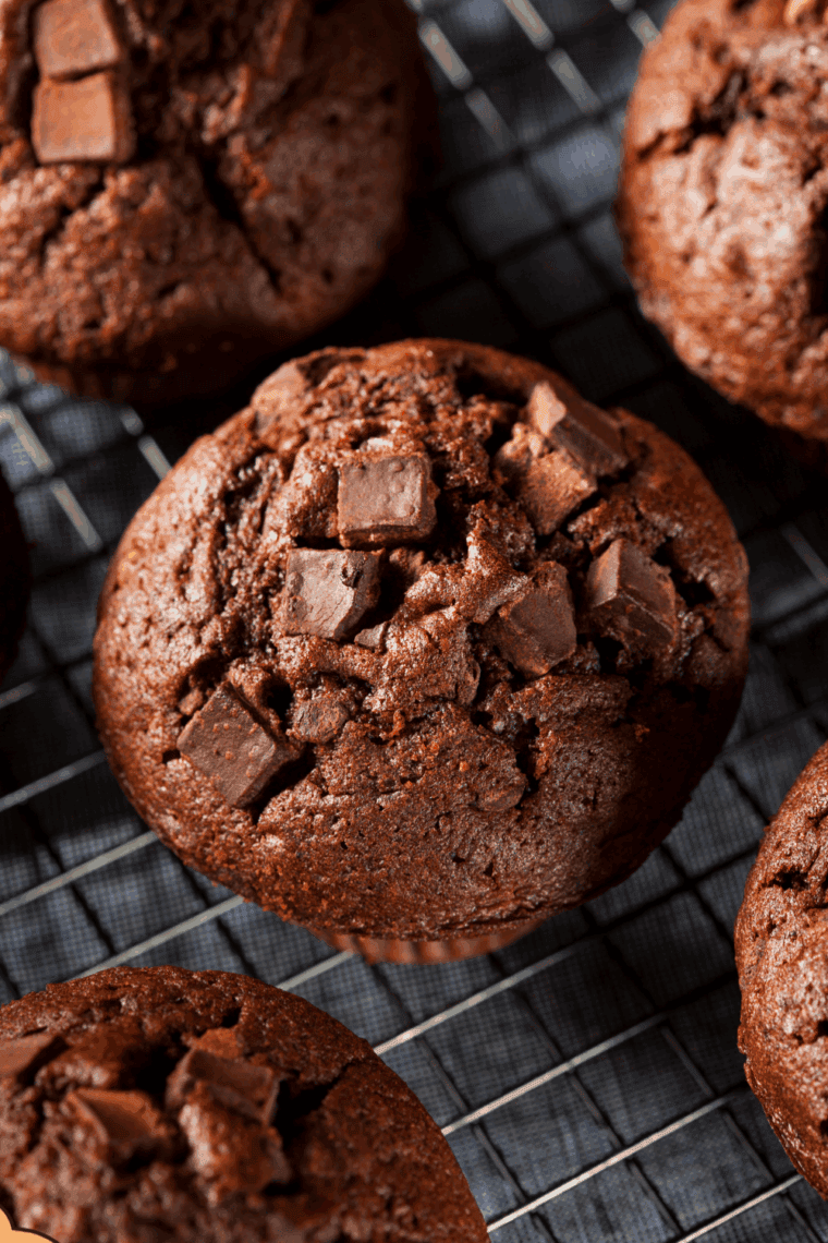 Air fryer chocolate muffins, soft, moist, and chocolatey