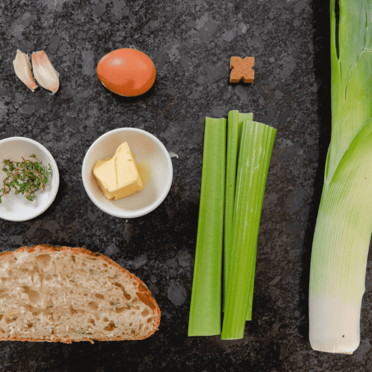 Cornbread, onion, celery, eggs, broth, sage and thyme for air fryer cornbread dressing