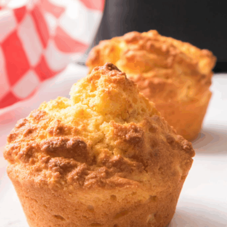 Golden, fluffy Air Fryer Famous Dave’s copycat corn muffins in muffin tin