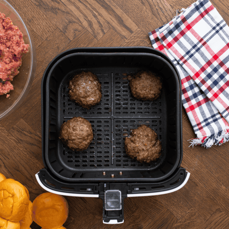 Cooked Chili’s Big Mouth Bites in the air fryer basket.