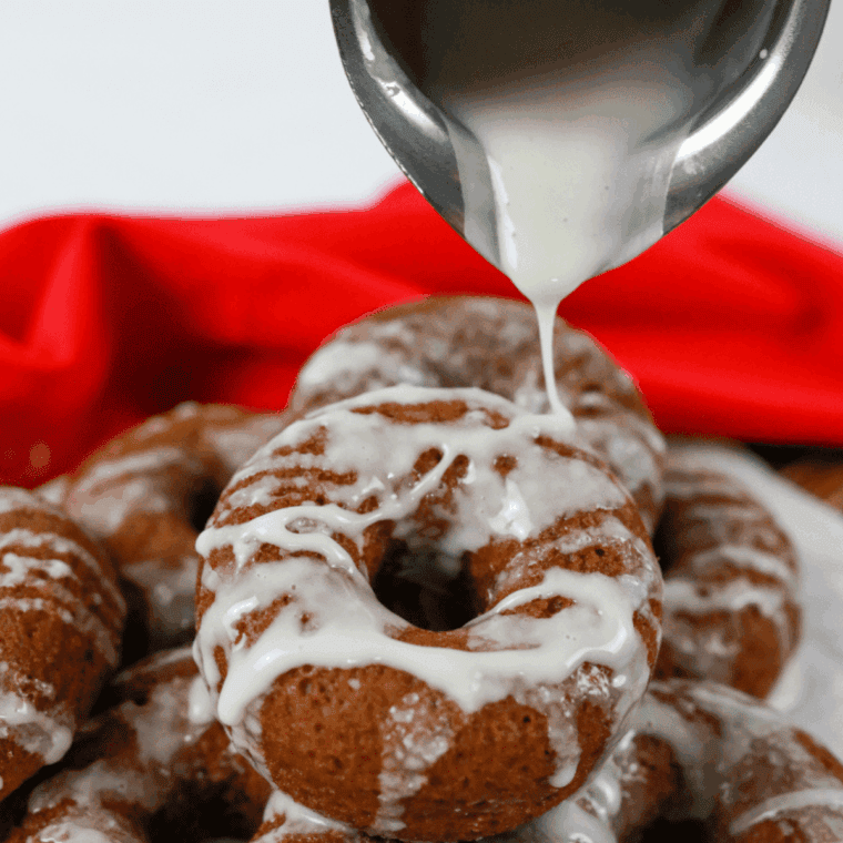 Plate of Easy Air Fryer Gingerbread Donuts with warm spices