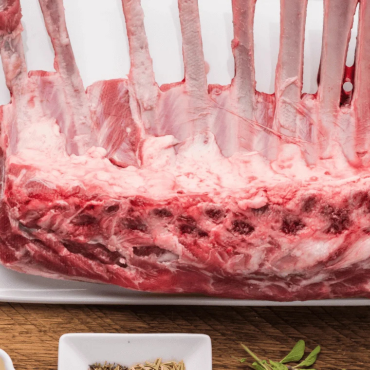 Air fryer set to 400°F to preheat before cooking a rack of lamb