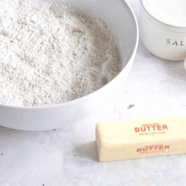 Ingredients needed for Air Fryer Cranberry Muffins on kitchen table.