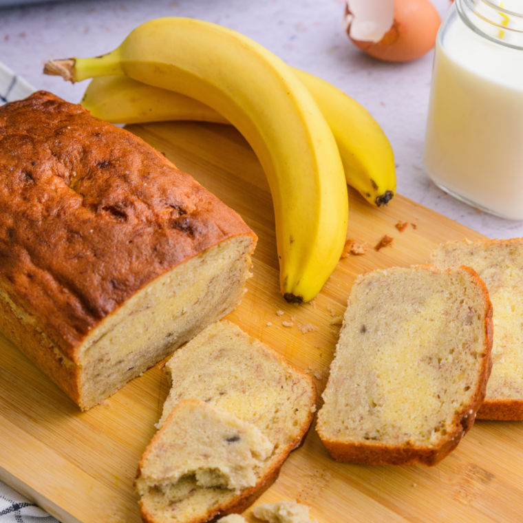 container	Ninja Crispi banana bread baked in the glass container with a golden brown top