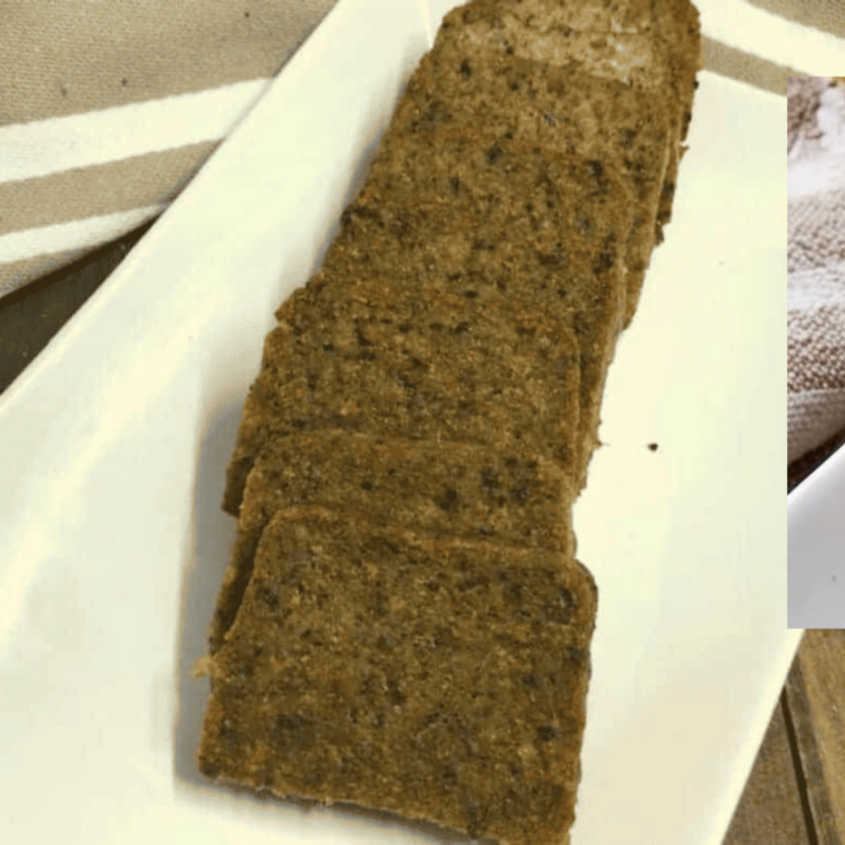Crispy air fryer scrapple slices on a white plate with a fried egg