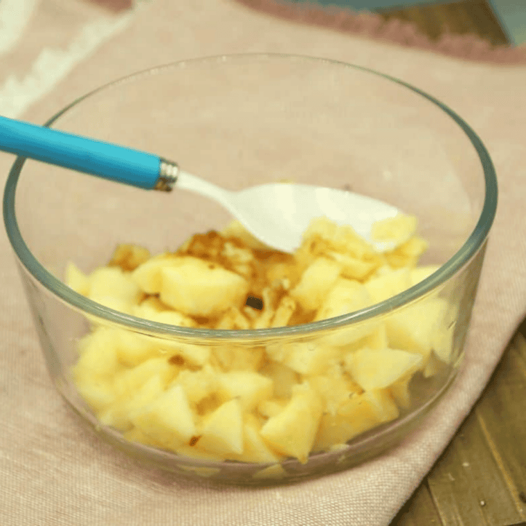 Ingredients for air fryer mini apple pies: pie crust, diced apples, sugar, cinnamon and nutmeg