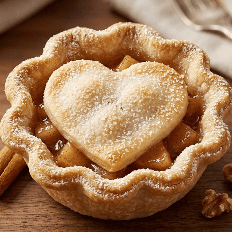 Golden air fryer mini apple pies stacked on a plate with flaky crust