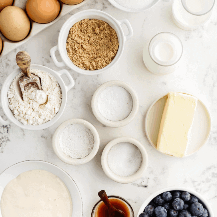 How To Make Homemade Waffles In Air Fryer (Crispy From-Scratch Recipe) ingredients on kitchen table.