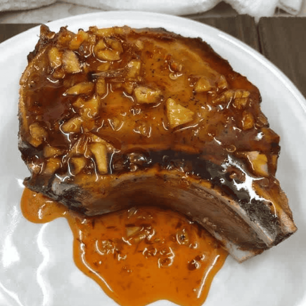 Air fryer honey garlic pork chops cooked to golden perfection with glaze