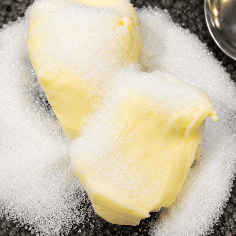 Mixing cream cheese and sugar filling for stuffed French toast