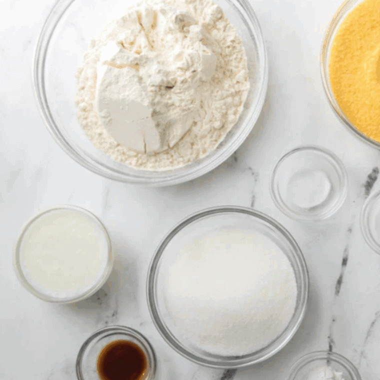 Ingredients needed for Air Fryer Snickerdoodle Muffins on kitchen table.