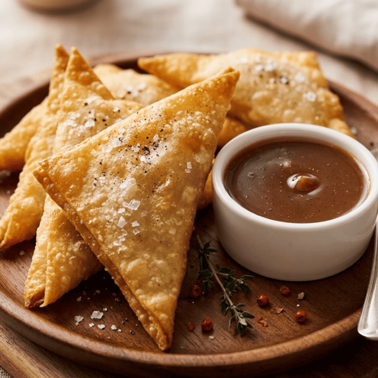 Crispy air fryer apple pie wontons dusted with cinnamon sugar and filled with warm apple pie filling.