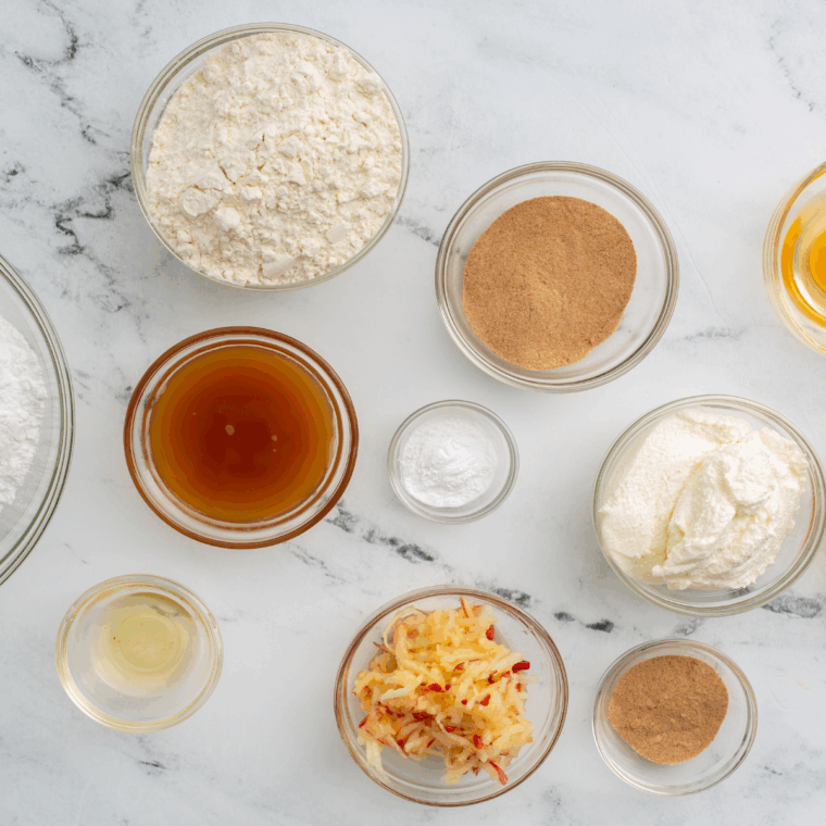 Ingredients needed for Air Fryer Caramel Apple Pie Crescents on kitchen table.