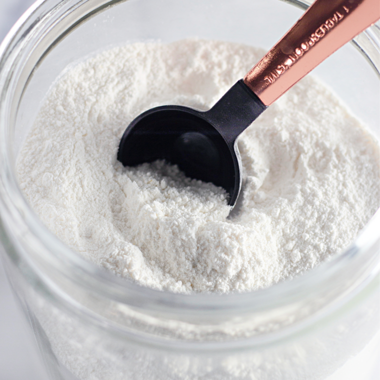 Ingredients needed for Easy Air Fryer Angel Food Cake Recipe on kitchen table.