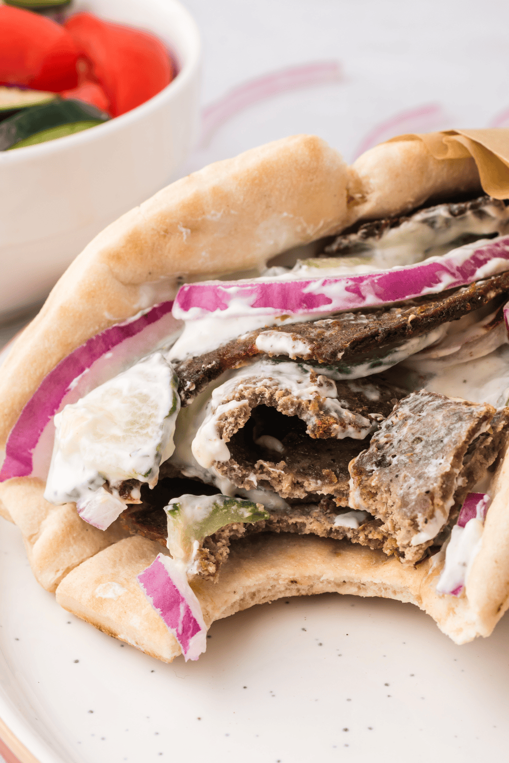 Homemade beef gyros made in the air fryer.