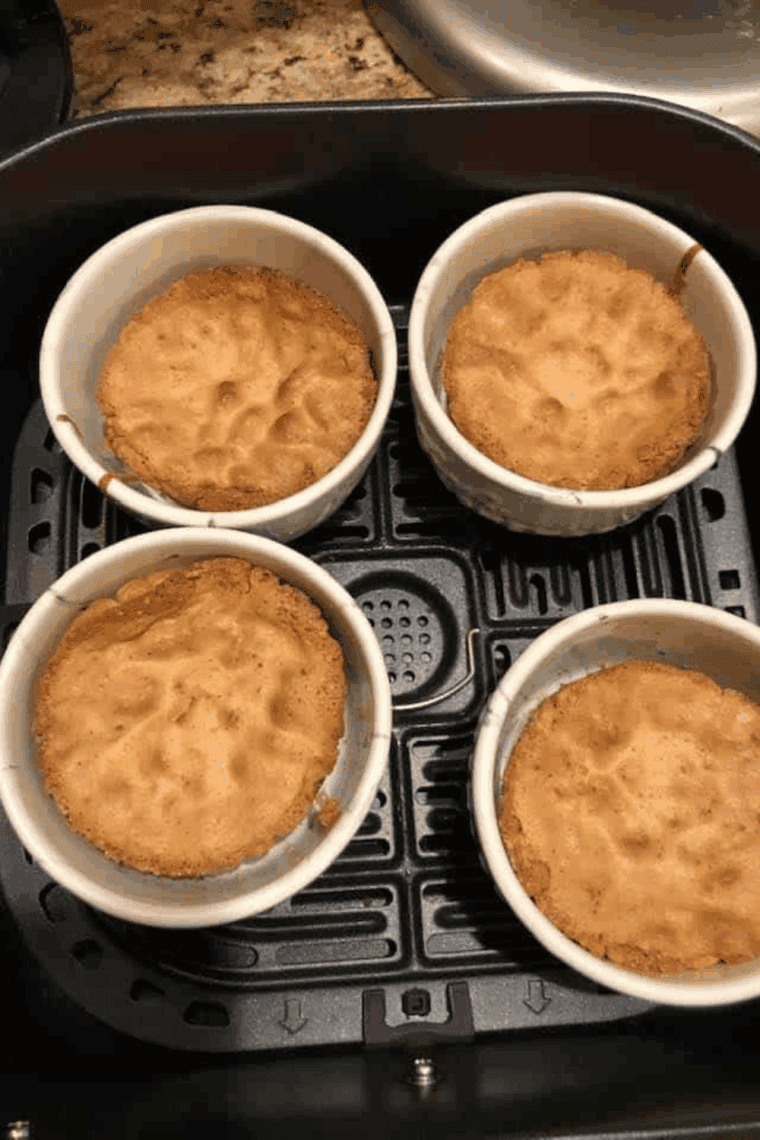 Air fryer cookie butter cakes fresh and golden brown