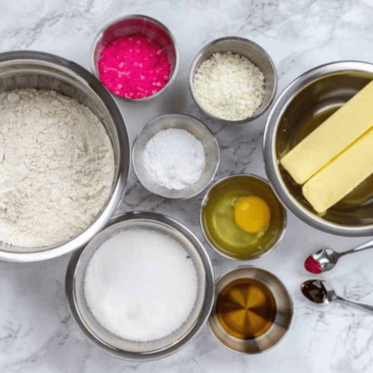 Ingredients needed for Air Fryer Holiday Slice and Bake Cookies on kitchen table.