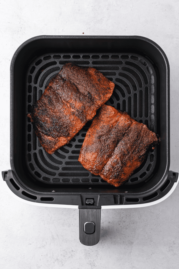 Air fryer set to 400°F preheating before cooking blackened salmon