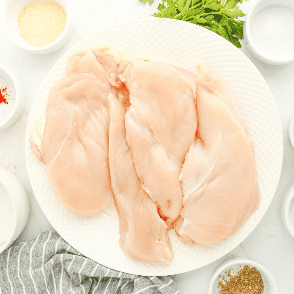 Ingredients needed for Easy Air Fryer Chicken Yakitori on kitchen table.