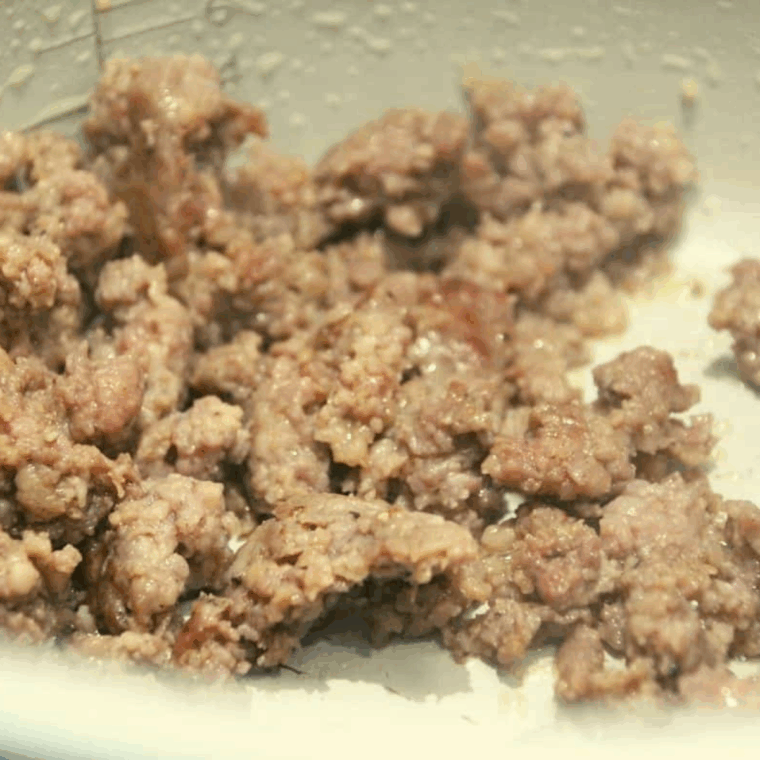 Ground sausage browning in the Ninja Foodi using the sauté function
