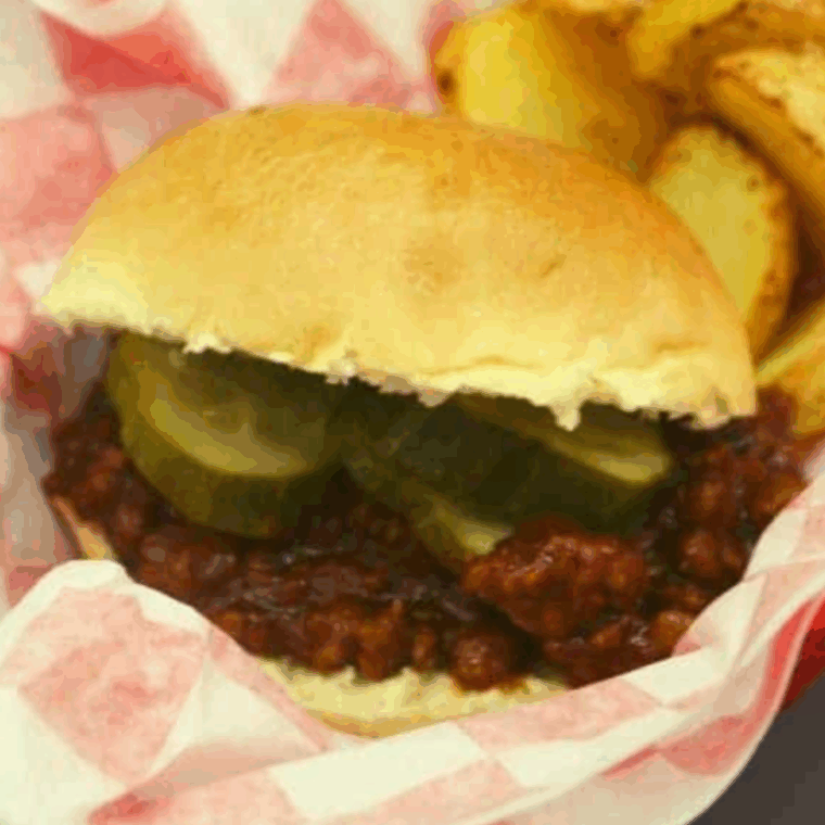 Homemade sloppy joes made with Heinz chili sauce served on sandwich buns