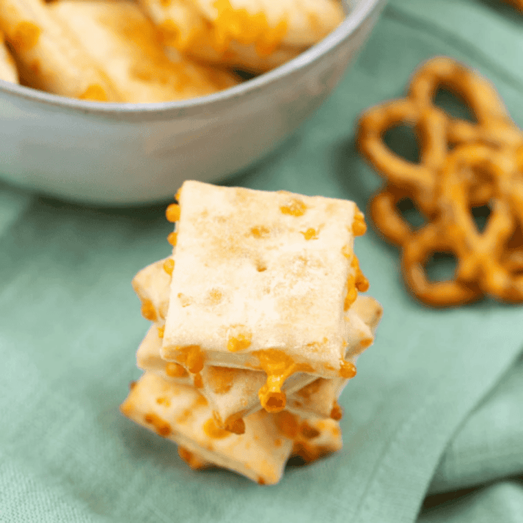 Easy air fryer homemade Cheez-Its served as a crunchy cheddar snack