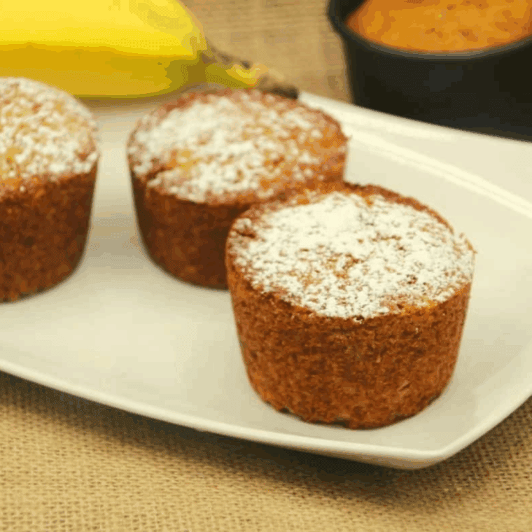 Air fryer Trader Joe’s banana bread muffins, soft, moist, and golden