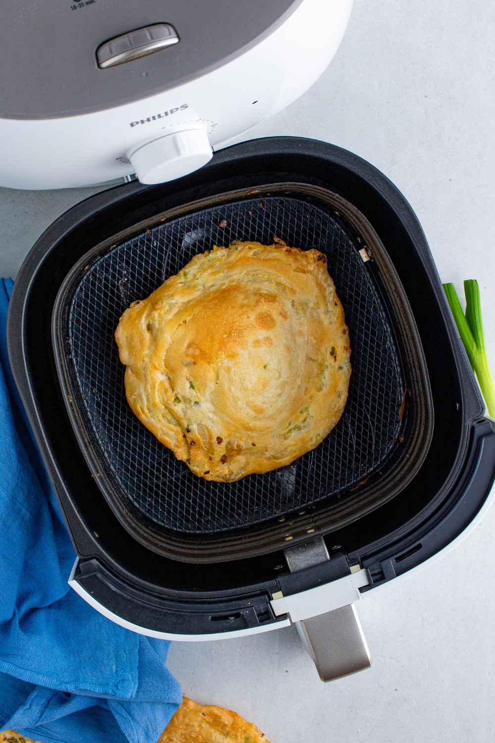 Crispy air fryer scallion pancakes with flaky golden layers