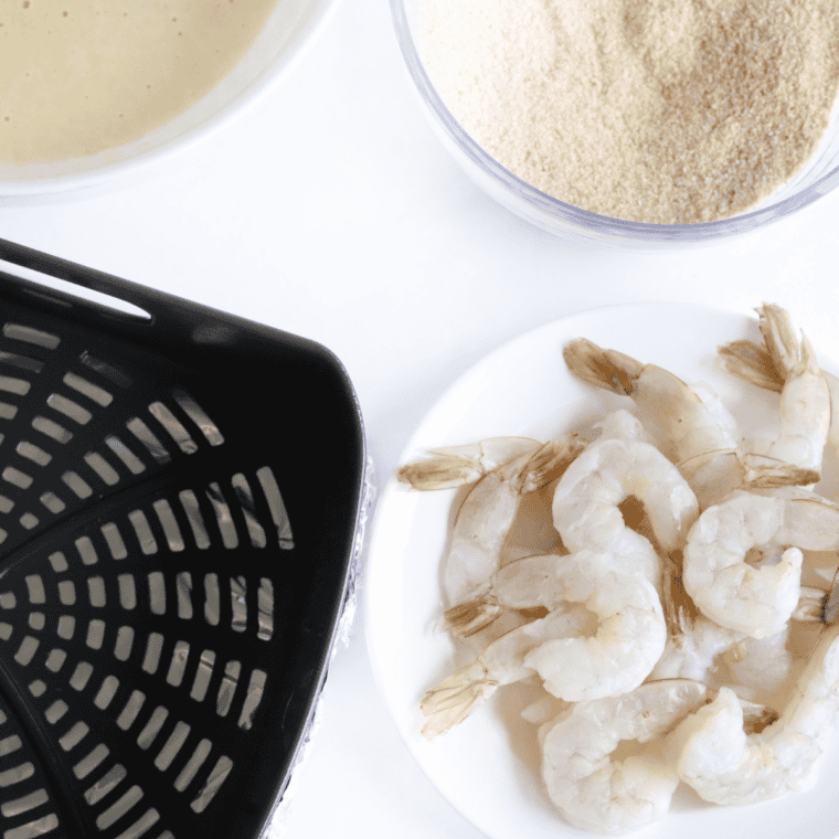 Ingredients needed for Morton’s Steakhouse Shrimp Alexander on kitchen table.