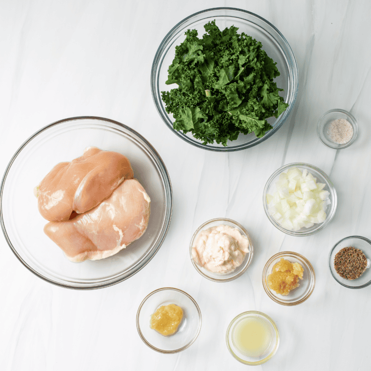 Ingredients needed for Air Fryer Chicken Kiev(Homemade) on kitchen table.