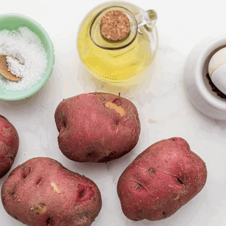 Ingredients needed for Air Fryer Weight Watchers Red Potato Recipe on kitchen table.