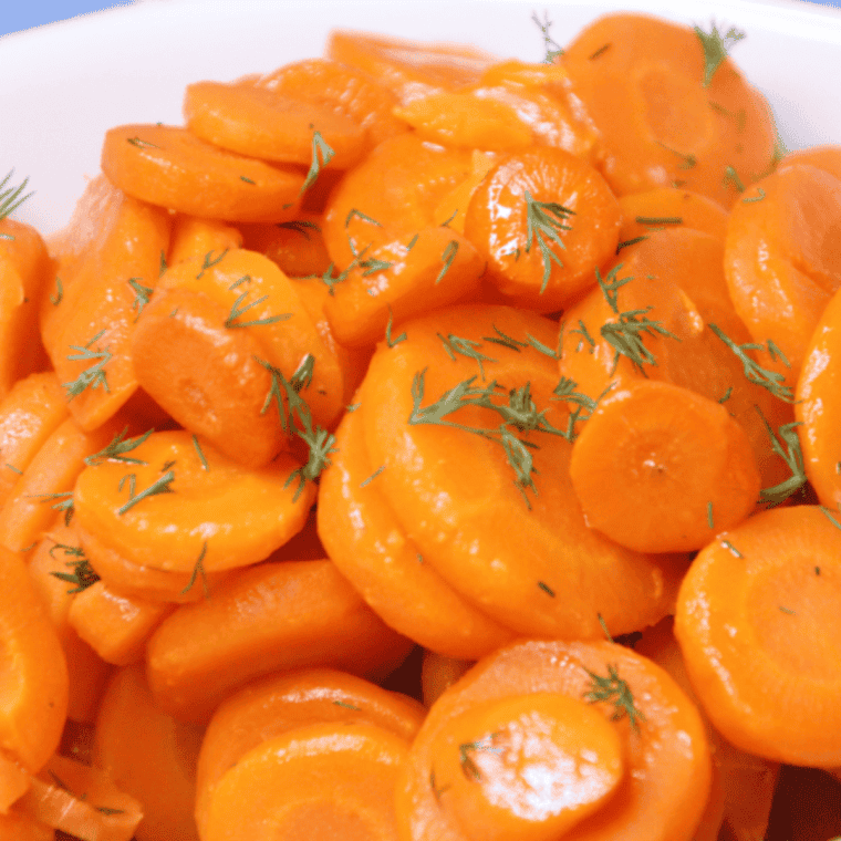 Golden, roasted canned carrots in an air fryer, ready to serve hot.