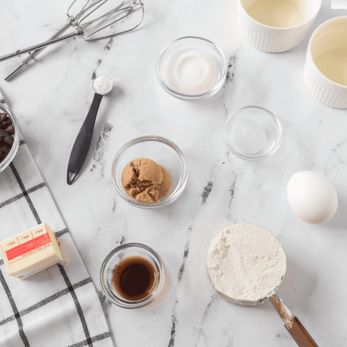 Ingredients needed for Easy Copycat Panera Lemon Drop Cookie Recipe on kitchen table.