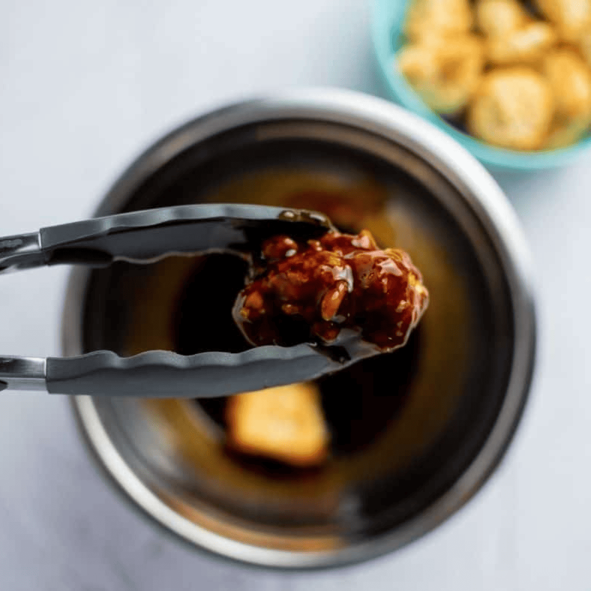 Cooked cauliflower tossed in melted butter and buffalo sauce until coated.
