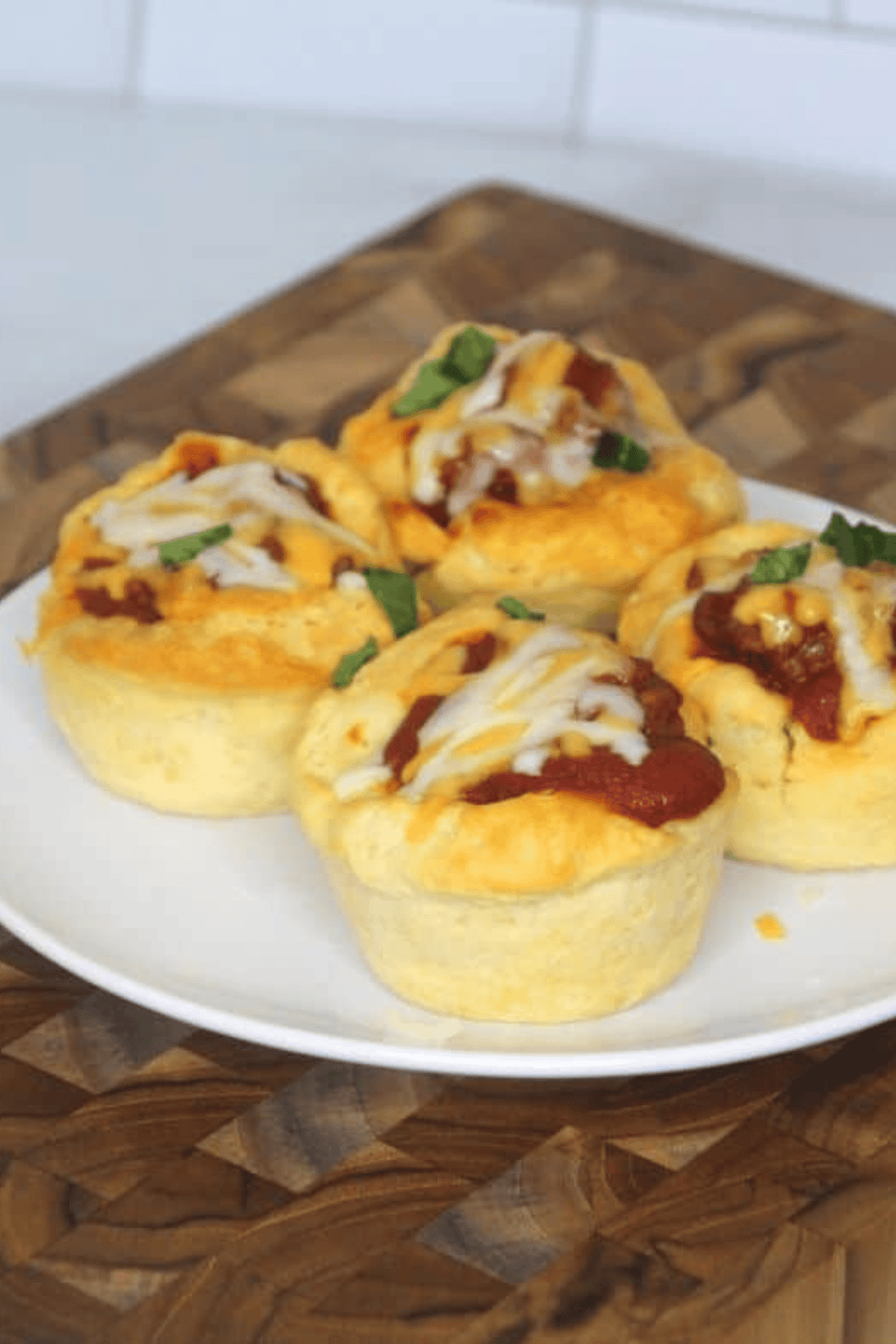 Close up of plate of Air Fryer Sloppy Joe Cups.