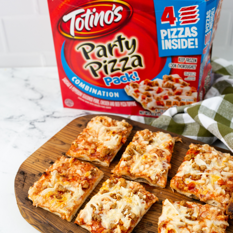 Crispy air fryer Totino's Party Pizza on a white plate ready in 8 minutes