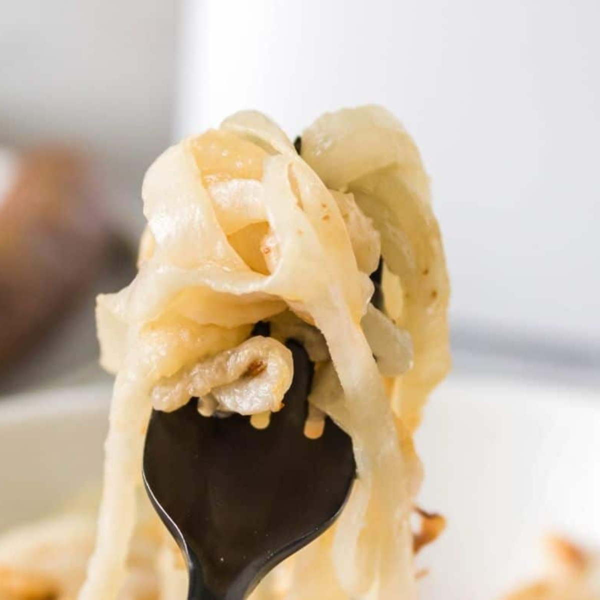 Finished air fryer caramelized onions with balsamic vinegar stirred in