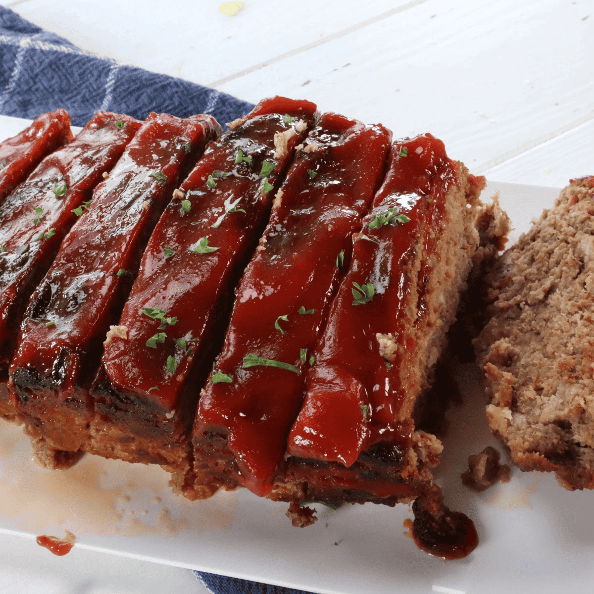 Cooked Boston Market meatloaf with caramelized hickory ketchup sauce on top