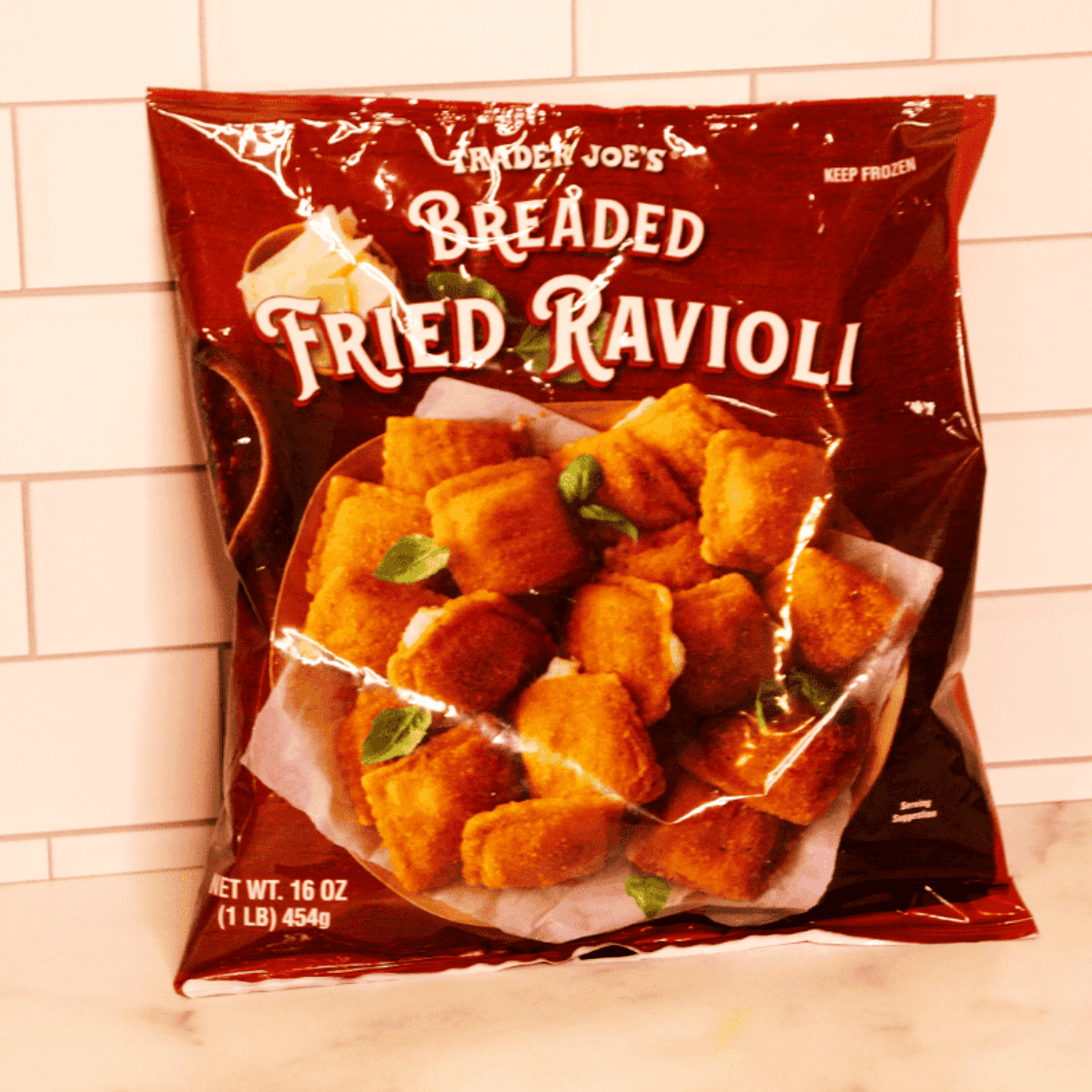 Ingredients needed for Air Fryer Trader Joe’s Breaded Ravioli on kitchen table.