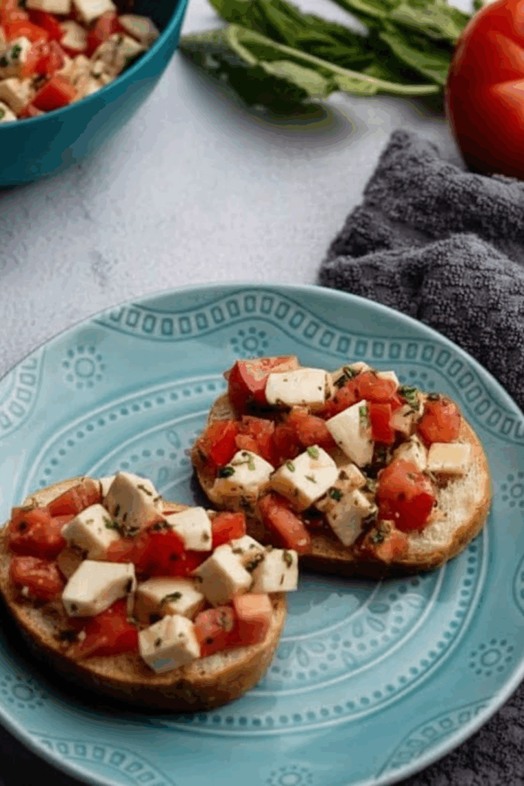 Air Fryer Tomato and Buffalo Mozzarella Bruschetta