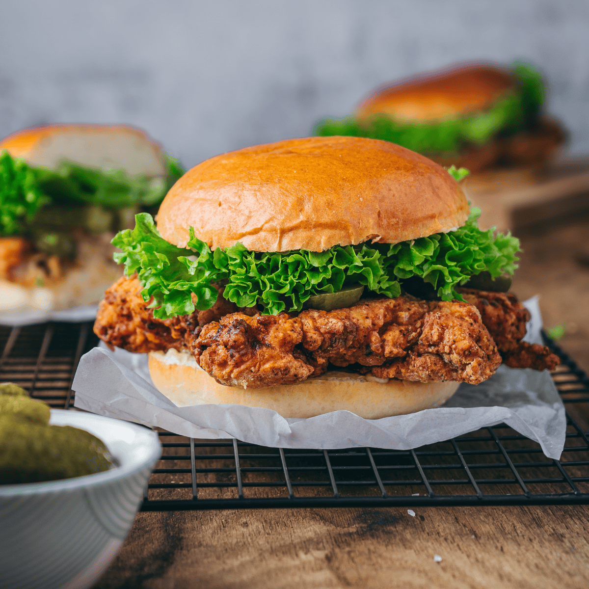 Crispy Copycat Wingstop Chicken Sandwich with fresh lettuce and bun