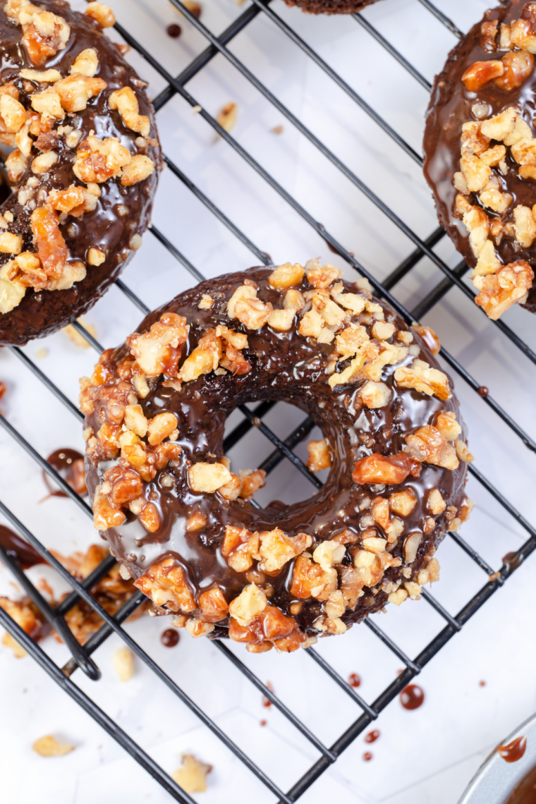 chocolate brownie donuts cooked in air fryer basket
