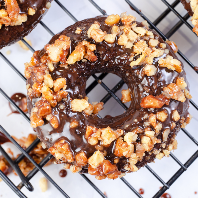 air fryer brownie donuts with fudgy center and crispy edges