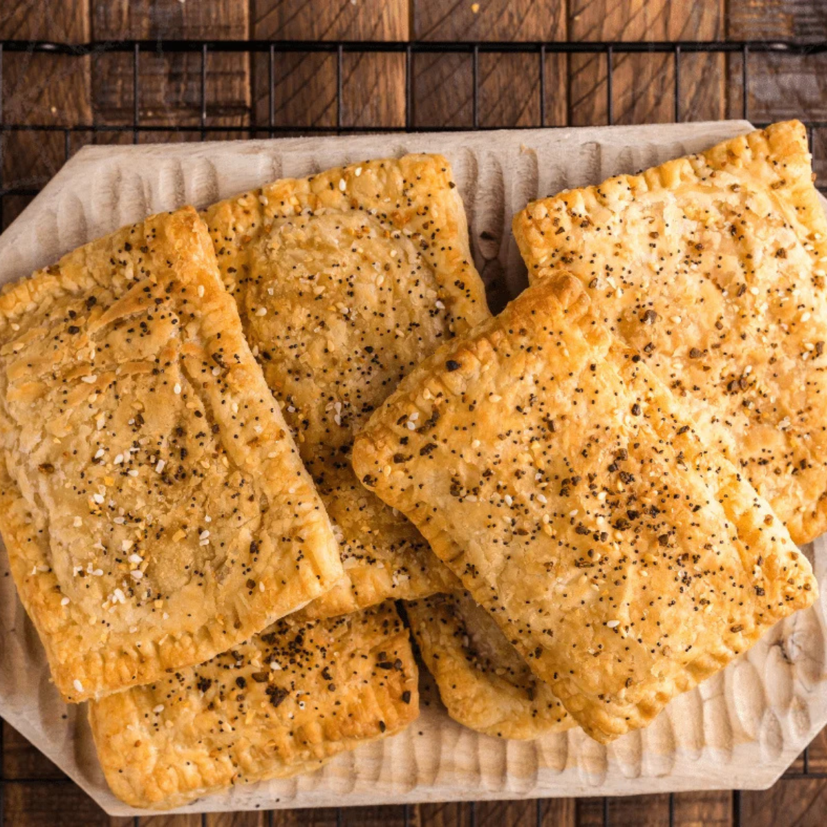 Golden air fryer breakfast egg tarts with flaky puff pastry and creamy egg filling