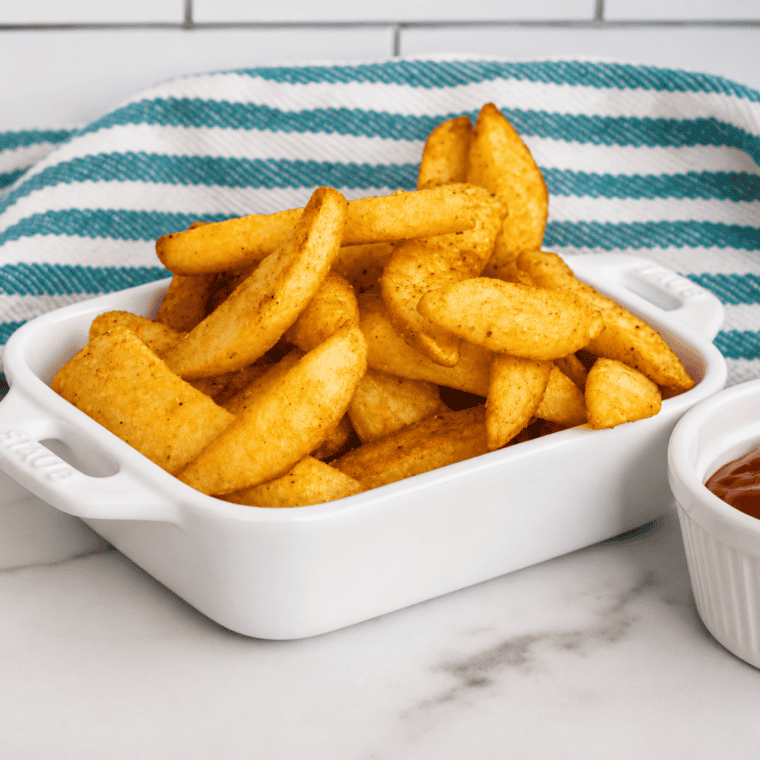 Air fryer Red Robin steak fries served hot and crispy, ready to eat